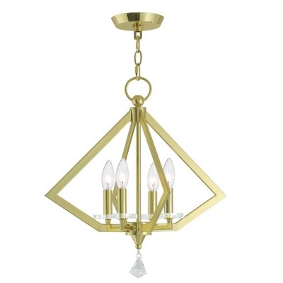 Livex Lighting Diamond 4 - Light Chandelier in  Polished Brass