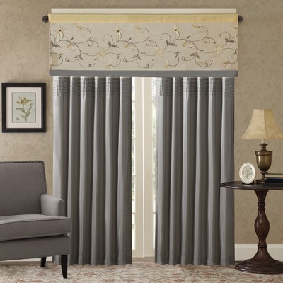 Yellow Floral Embroidered Rod Pocket Window Valance