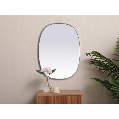 Silver Metal Framed Oval Full Length Vanity Mirror