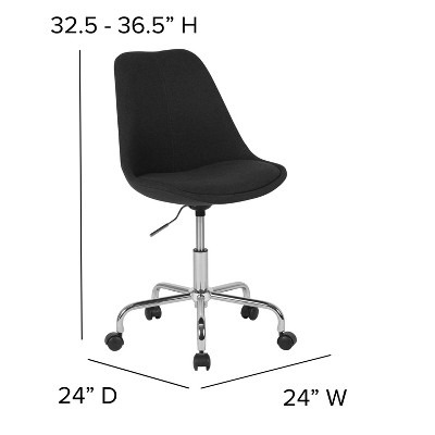 Mid-Back Black Fabric Swivel Task Chair with Chrome Base