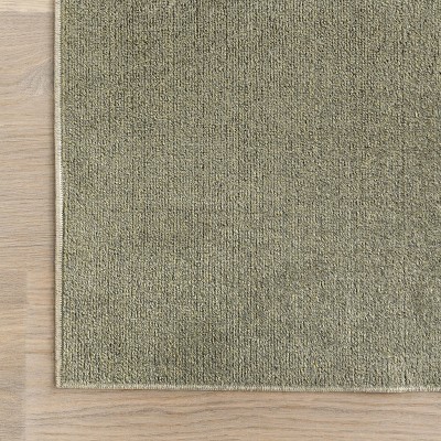 Sage Green Solid Synthetic Washable 4' x 6' Area Rug