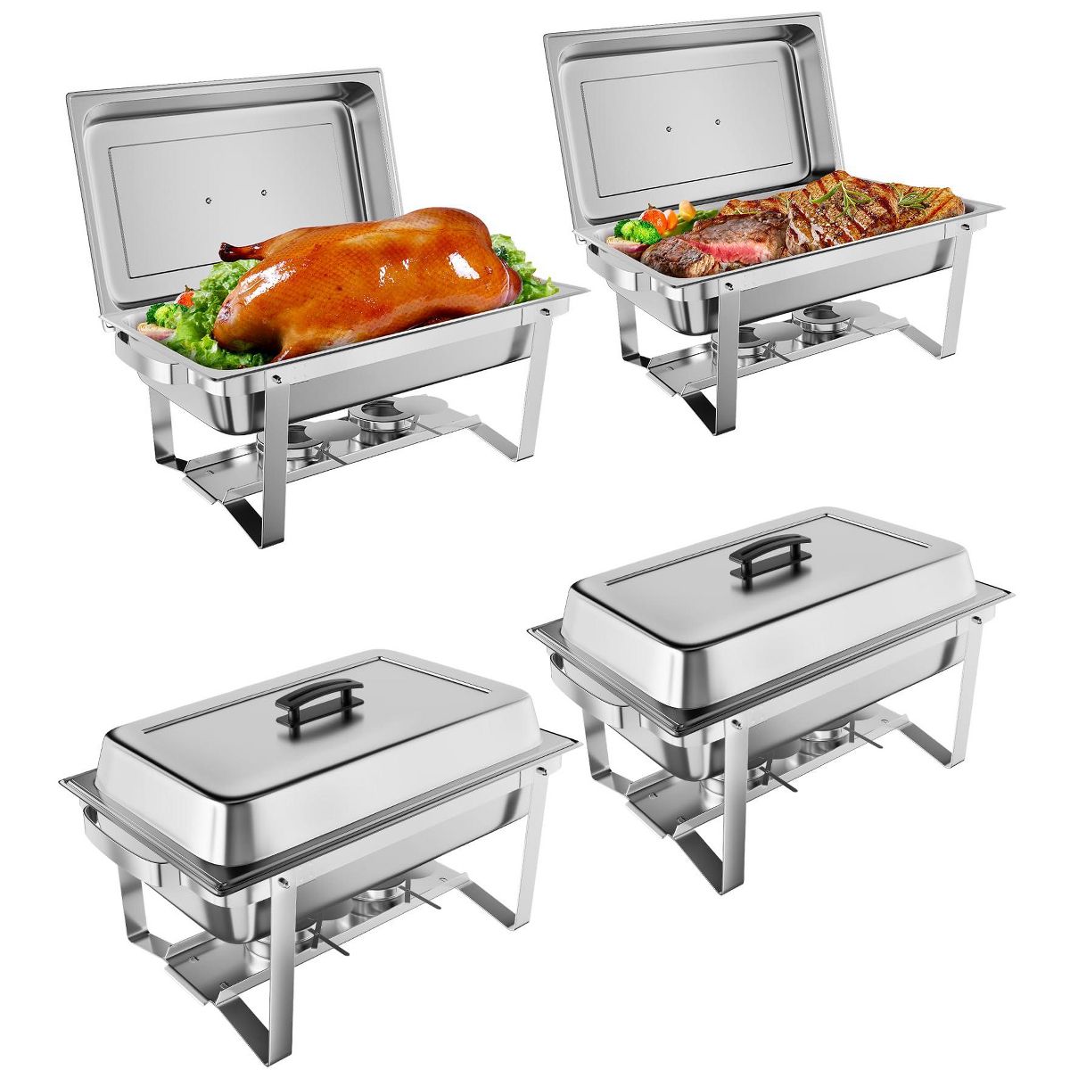 8QT Stainless Steel Chafing Dish Buffet Set – Food Warmers with Water Pan, Folding Frame, Lid Holder, Tweezers – Catering Chafer for Parties,Weddings - thumbnail 10