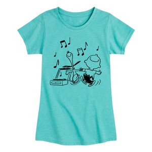 Girls' - Peanuts - Snoopy Dancing Fitted Short Sleeve Graphic T-Shirt - 1 of 4