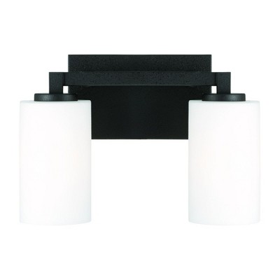Ravenwood Black Iron 2-Light Vanity with Soft White Glass Shades
