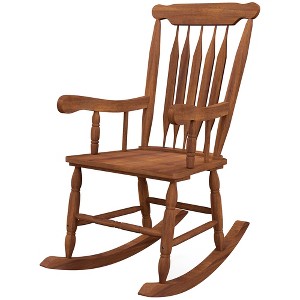 Porch Rocker Chair, 350 lbs. Wooden Outdoor Rocking Chair with High Back for Garden, Patio, Balcony - 1 of 4