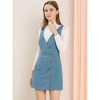 Allegra K Women's Corduroy Mini V Neck Vintage A-Line Bib Overall Pinafore Skirts - 3 of 4