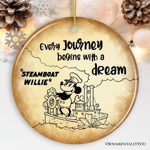 Every Journey Begins With a Dream Quote Ornament, Vintage Steamboat Willie Christmas Keepsake| OrnamentallyYou - 1 of 4