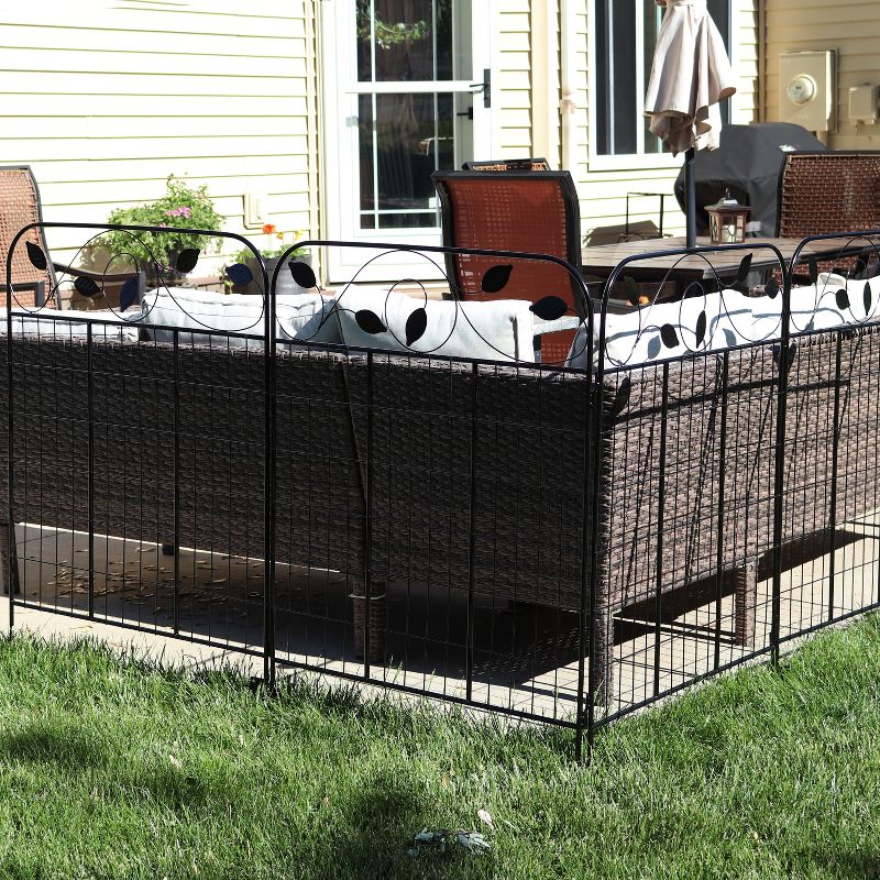 Sunnydaze Outdoor Winding Vines Steel Decorative Garden Fence Panels - 30" W Per Panel - 10' Overall - Black - 4pc, 5 of 15