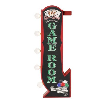 Vintage Red and Black Metal Game Room LED Marquee Sign