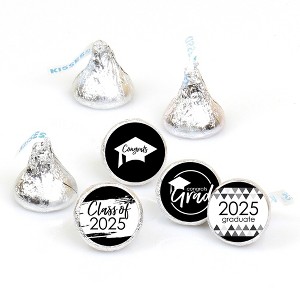 Big Dot of Happiness 2025 Black and White Graduation Party Round Candy Sticker Favors - Labels Fits Chocolate Candy (1 Sheet of 108) - 1 of 4