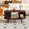 Costway Oval Coffee Table with Storage Sliding Tambour Doors Open Compartment - 2 of 4