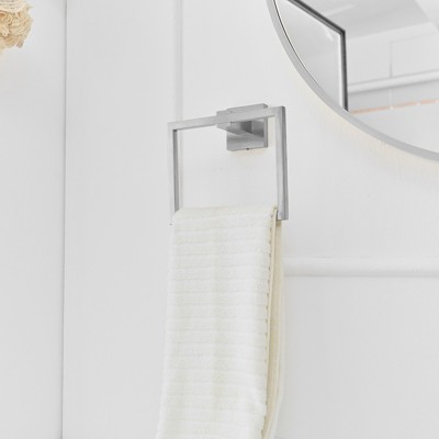 Brushed Nickel Stainless Steel Square Wall Mounted Towel Ring