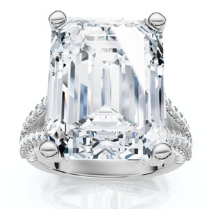 Pompeii3 Certified 9.80Ct Aspen Emerald Cut Diamond Engagement Ring 14k Gold Lab Created - 1 of 4