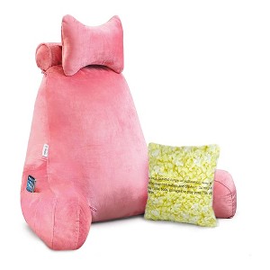 Vekkia Extra Large Velvety Reading and Bed Rest Pillow with Ultimate Back and Arm Support for Reading and Watching Television, Pink - 1 of 4