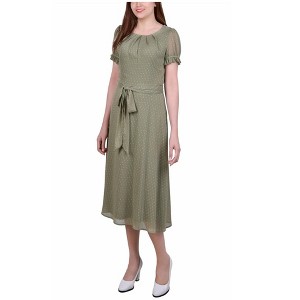 NY Collection Womens Swiss Dot Pin Tuck Midi Dress - 1 of 1