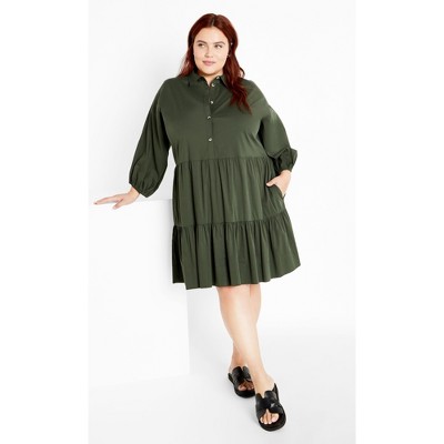 Women's Plus Size Kiara Mini Dress - khaki | CITY CHIC