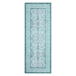 Coolmee Washable Vintage Floral Boho Area Rug for Living Room Non Slip Soft Low Pile Thin Floor Carpet for Bedroom, Dining Room - 1 of 4