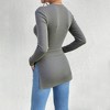 Coolmee Women's T Shirts Long Sleeve Mock Neck Knit Basic Casual Side Slit Slim Fit Below Hip Shirts Tee Tops - 2 of 4