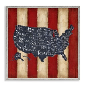 Stupell Industries United States Map on Stripes, 24" x 24" - 1 of 4
