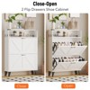 Acekool Shoe Cabinet with 2 Flip Drawers and Open Storage, Entryway Shoe Organizer with Hooks and Metal Legs - 4 of 4