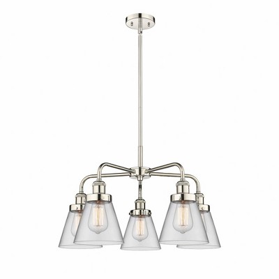 Cone - 5 Light Stem Hung Chandelier In Art Deco Style-14.75 Inches Tall and 24.25 Inches Wide