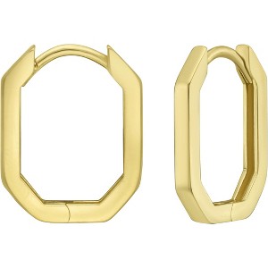 14k Yellow Gold 14mm Hexagon Hoop Earrings - 1 of 4