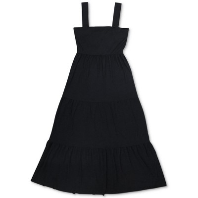 I-N-C Womens Tiered Maxi Dress, Black, Medium