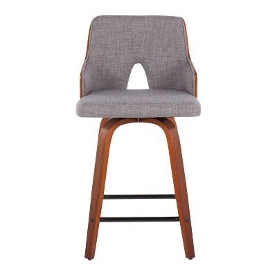 Stella Walnut and Gray Swivel Counter Stools, Set of 2