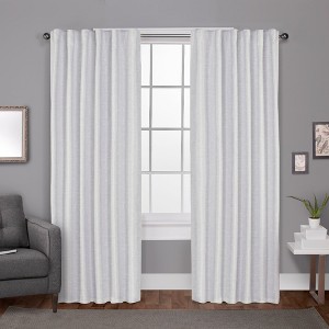 2pk 52"x96" Blackout Zeus Jacquard Lined Curtain Panels White: 96 Inch Thermal Insulated Curtains - Exclusive Home - 1 of 4