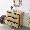 RISOKEYS Rattan Dresser with 3 Drawers,Wide Drawers and Metal Handles Wood Drawer Organizer for Bedroom,Living Room,Hallway,Office - 2 of 4