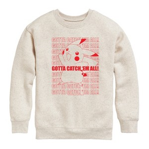 Boys' - Pokémon - Catch Em All Thank You Graphic Long Sleeve Fleece Sweatshirt - 1 of 4