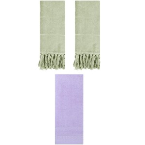 REGALWOVEN 3 Packs Striped and Tassels Hand Towels for Bathroom 14" x 30" - 1 of 4