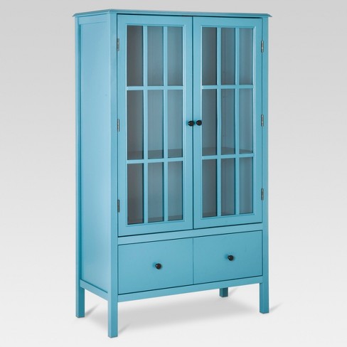 windham tall storage cabinet with drawer teal threshold