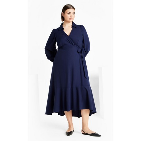 Women's Plus Size Selena Plain Midi Dress - navy | CITY CHIC - image 1 of 4