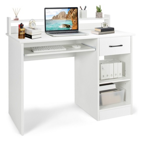 Costway Computer Desk Wooden Writing Desk Modern Home Office Workstation Pc  Laptop Table For Small Space White : Target