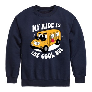 Boys' - Instant Message - Cool School Bus Graphic Long Sleeve Fleece Sweatshirt - 1 of 4