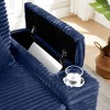 PAGED Single Sofa with Ottoman, Fluffy Corduroy Sofa with Bluetooth Speaker, USB Ports,180°Rotating Table Board for Living Room - 3 of 4