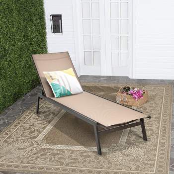 Costway  Patio Lounge Chair Chaise Recliner Back Adjustable Garden Deck Brown\Black