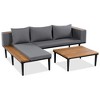 JUJABU L-Shaped Acacia Wood Outdoor Conversation Sectional Sofa Set with Removable Cushions and Coffee Table, Gray - 2 of 4
