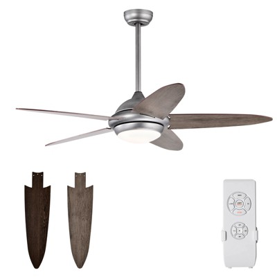 Tangkula 52" Ceiling Fan with Light and Remote Control Indoor Modern Ceiling Fan with Quiet Reversible ETL Motor Silver