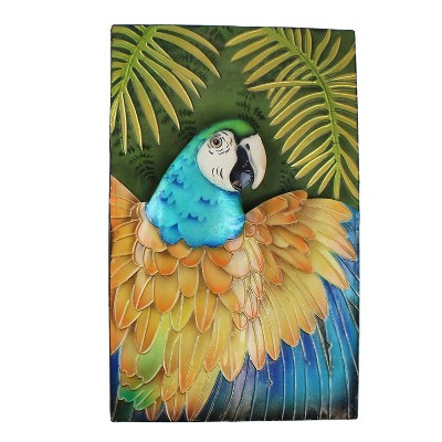 Beachcombers Capiz Blue Parrot Wall Art 10 x 16 x 2 Inches.