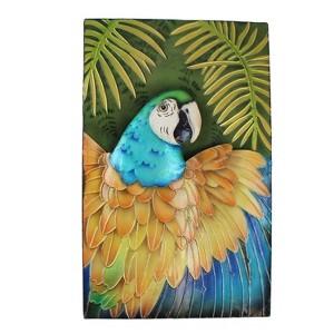 Beachcombers Capiz Blue Parrot Wall Art 10 x 16 x 2 Inches. - 1 of 1