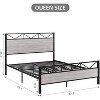 homfan Queen Bed Frame with Headboard, Industrial Platform Bed Frame with 14 Strong Metal Slats Support, 11'' Under-Bed Storage, Grey - 2 of 4