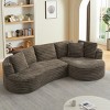 120" Modern Curved Corduroy Sectional Sofa with 2 Throw Pillows, Oversized L-Shape Sleeper Couch for Living Room or Family Lounge–The Pop Home - 3 of 4