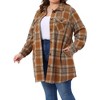 Agnes Orinda Women's Plus Size Flannel Plaid Lapel Long Sleeve Button Down Casual Shacket Shirts with Pocket - 2 of 4