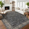 Washable Antique Distressed Area Rugs for Living Room, Modern Non Slip Vintage Print Accent Carpet Floor Mat for Bedroom Dining Office Farmhouse - 3 of 4