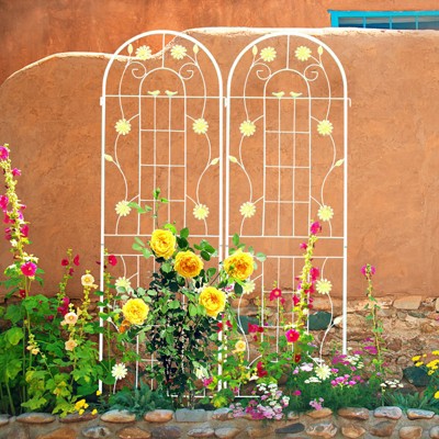 Lirago 71"H * 19.7"W * 1"D,2 Pack Metal Garden Trellis Rustproof Climbing Plant Support for Outdoor Flowers, Vines, Vegetables White Powder-Coated