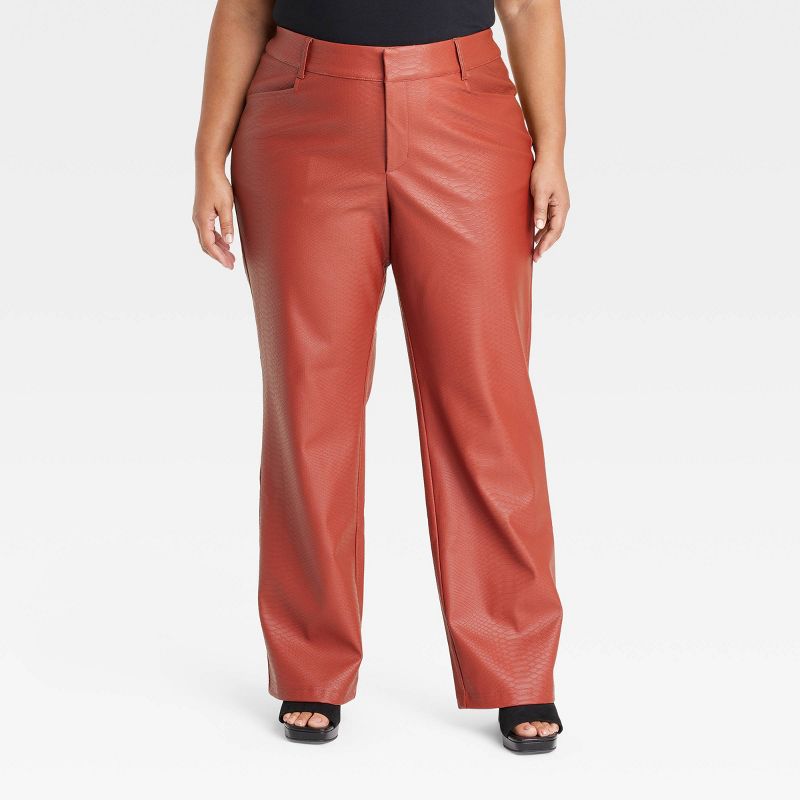 Women's Faux Leather High-Rise Flare Pants - Ava & Viv™, 1 of 8