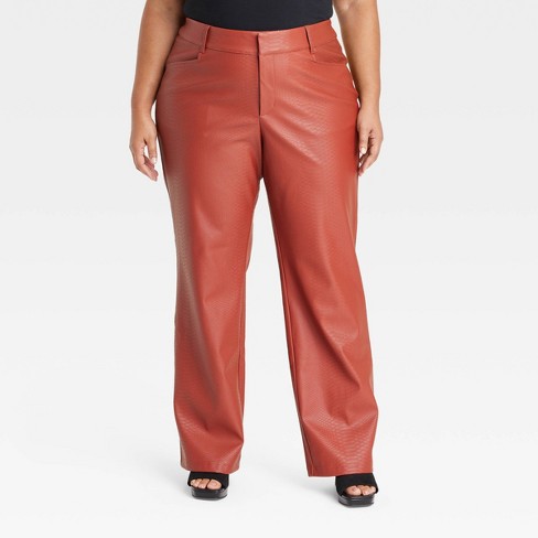 Women's Faux Leather High-rise Flare Pants - Ava & Viv™ Brown 22 : Target