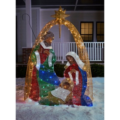 BrylaneHome 72" Crystal Fabric Multi-Colored Nativity Scene